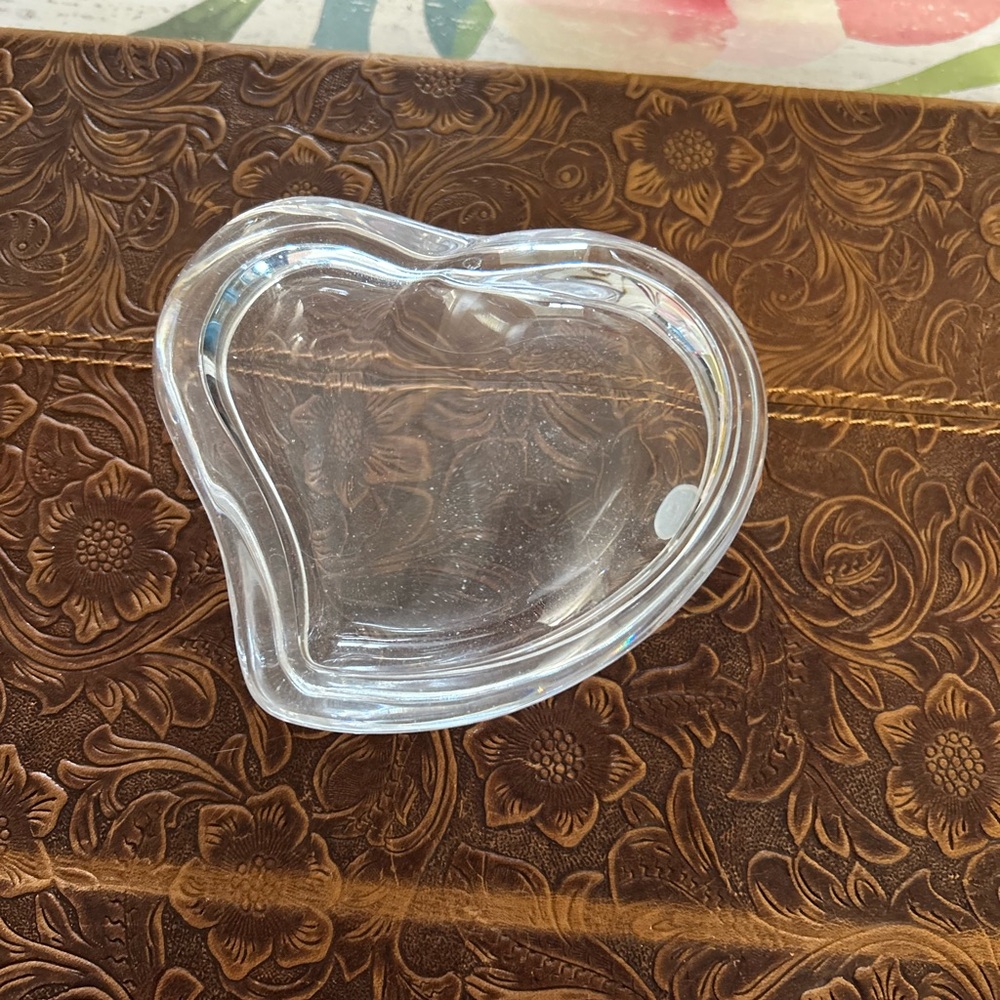 Tiffany & Co. Clear Heart Glass trinket box